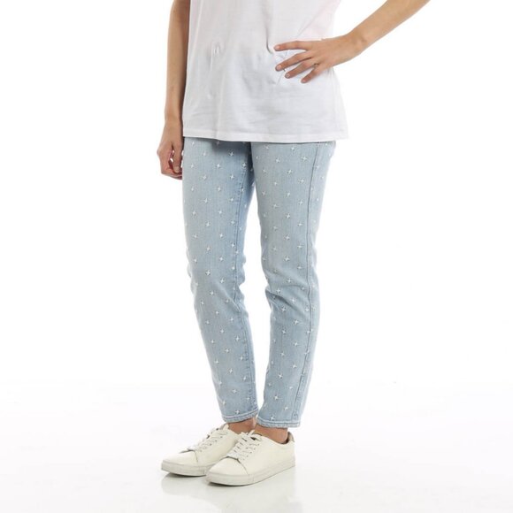 Stella McCartney Star Embroidered Slim Skinny Boyfriend Denim Jeans Mid/Low Rise - Picture 10 of 13
